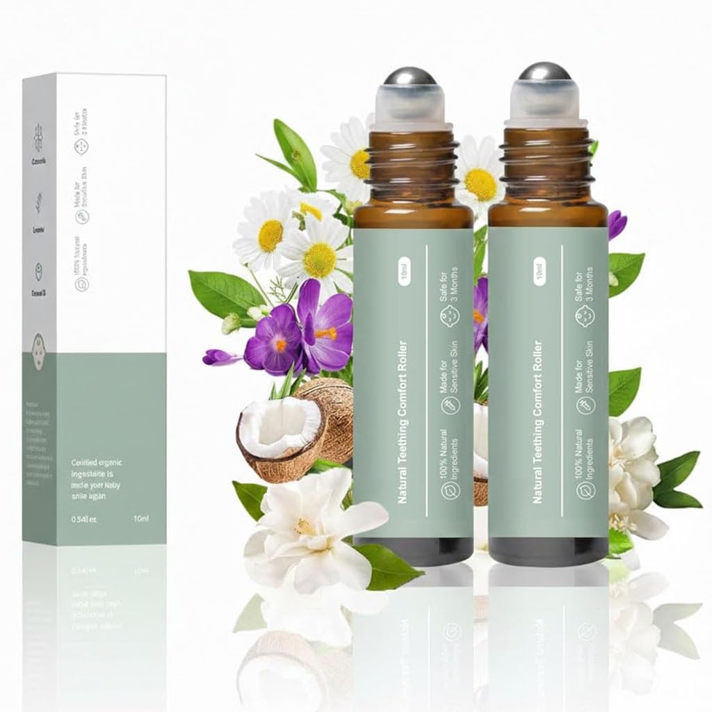 Teething Roller, Mamas Teether: Teething Oil Roller, Teething Roller All Natural,Natural Gentle Teething Comfort Roller,Compact Travel-Friendly Design