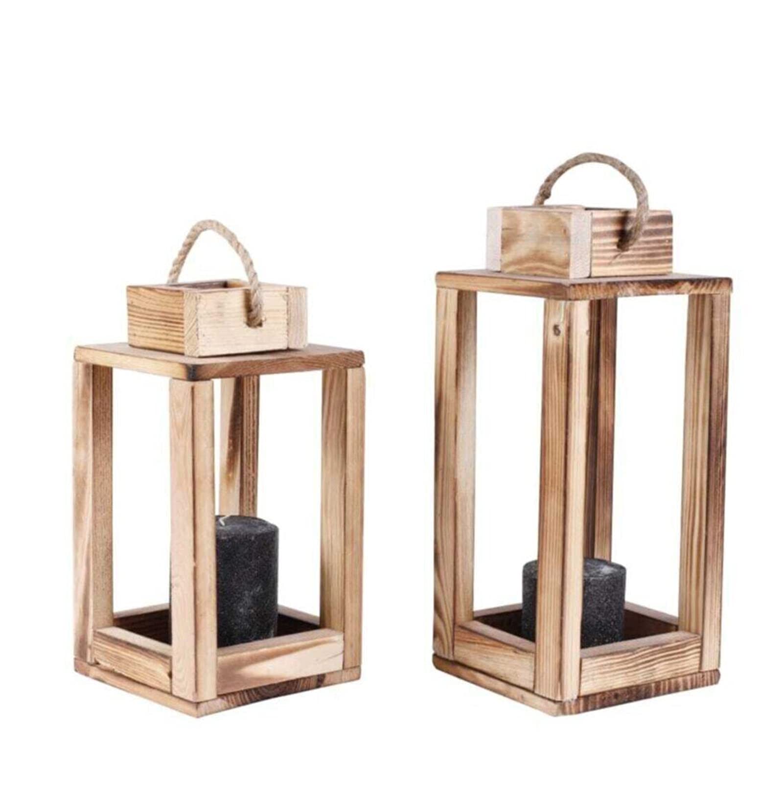 Sbjklyrn One Color Candleholder, 2 Pcs Wooden Lantern Candle Holder Decorative Candle Holder Home And Office Candle