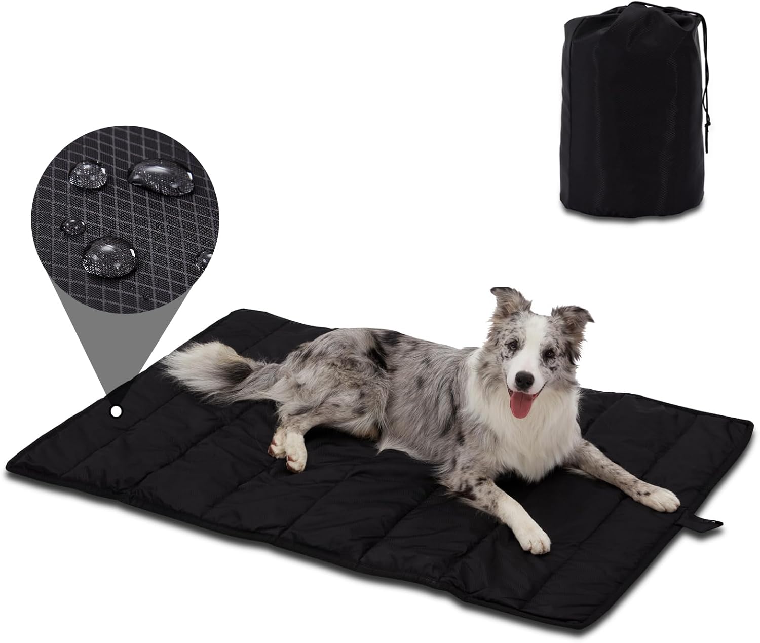 Extra Large Waterproof Outdoor Dog Bed & Travel Pet Mat – Black