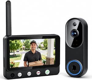 Surpn Wireless Doorbell Camera with 4.3" Indoor Monitor, 1080P Video, Night Vision, PIR Human Detection, Two-Way Audio, Rechargeable Battery