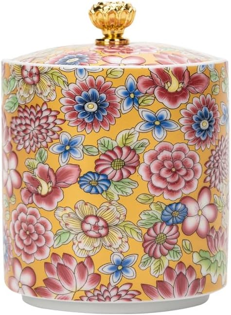 SONGCHAO Sugar Jar Ceramic Small Tea Cans Empty Cans Sealed Cans Tea Cans Storage Cans Porcelain Cans Household Green Tea Black Tea Cans Tea Canister(A)