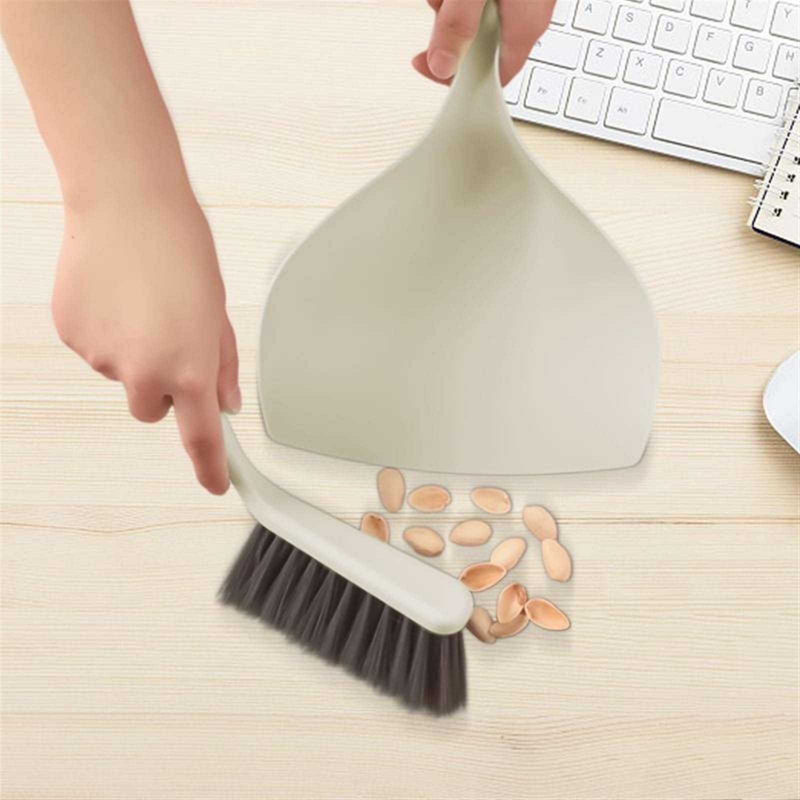 Juego de escobas de mano verdes y recogedor para el hogar y la sala de estar, herramientas de limpieza del hogar con pala de basura