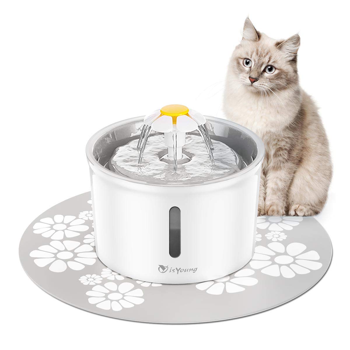 isYoung Cat Fountain 1.6L Automatic Pet Water Fountain Pet Water Dispenser, Dog/Cat Health Caring Fountain and Hygienic Dog Fountain