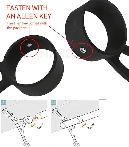 Miniatura 3 de Top Hardware Kit de riel de pie de montaje en barra sólida, tubo de acero inoxidable negro mate con conector interno, soporte de riel de pie de