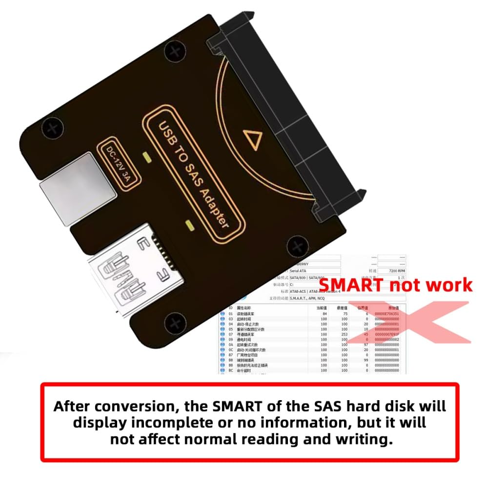 Cablecc SFF-8482 SAS 29Pin a 5 Gbit/s USB 3.0 Adattatore RAID per dischi rigidi con chipset e alimentazione (richiede alimentazione 12 V/3 A)