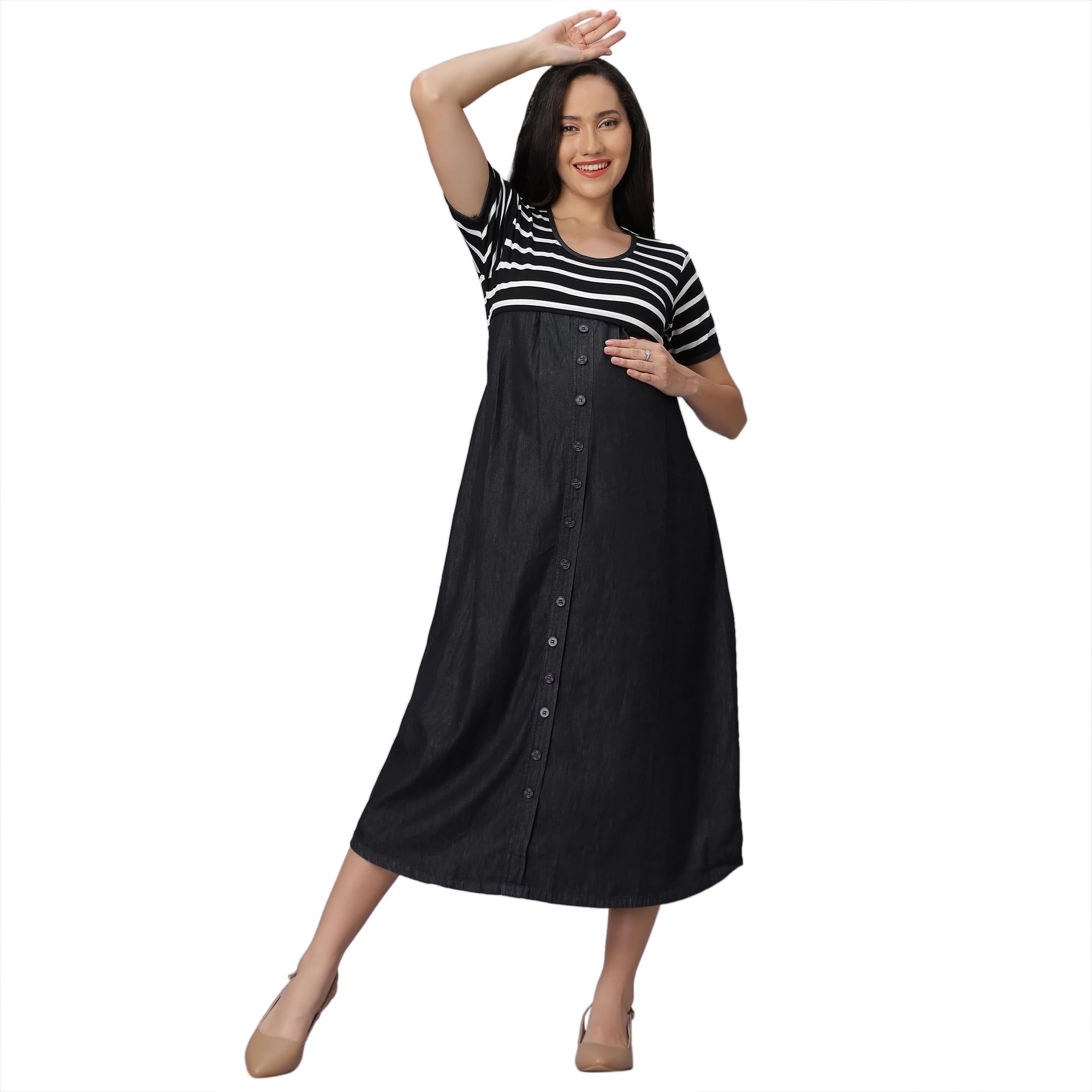 MAMMA'S MATERNITY Women's Knee Length Maternity Dress