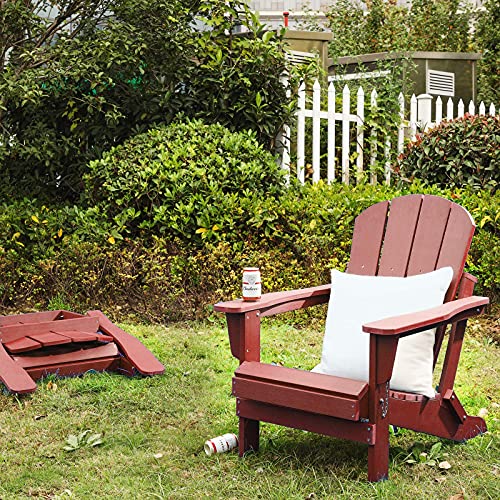 Serwall Adirondack Chair | Adult-Size, Weather Resistant For Patio Deck Garden, Backyard & Lawn Furniture | Easy Maintenance & Classic Adirondack Chair Design (Red) #TOP7