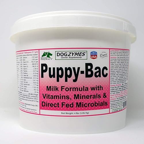 Dogzymes Puppy-Bac (4 libras) Reemplazo de leche con microorganismos vivos y enzimas 441 millones de UFCmezcla Gram 41
