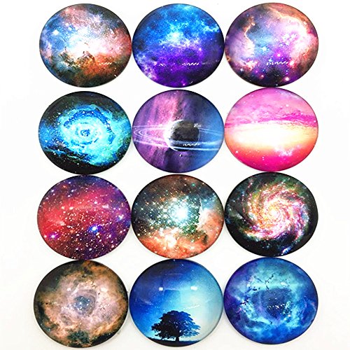 IGOGO 12 PCS Glass Dome Cabochons Half Round Flatback Cosmic Sky