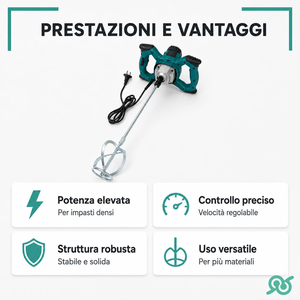 TEMPO DI SALDI Miscelatore Elettrico 2200W Max circa 80 cm - Malta e Colla