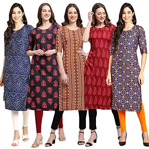 Image of Pinkmint Women's Crepe Digital Print Straight Kurta (D-353-345-369-360-370)