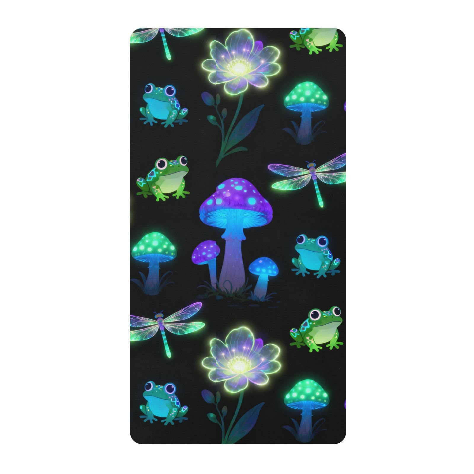 Sábanas para cuna de bebé con diseño de hongos brillantes y ranas para niños y niñas, sábana de algodón suave y cómoda, decoración de guardería 1