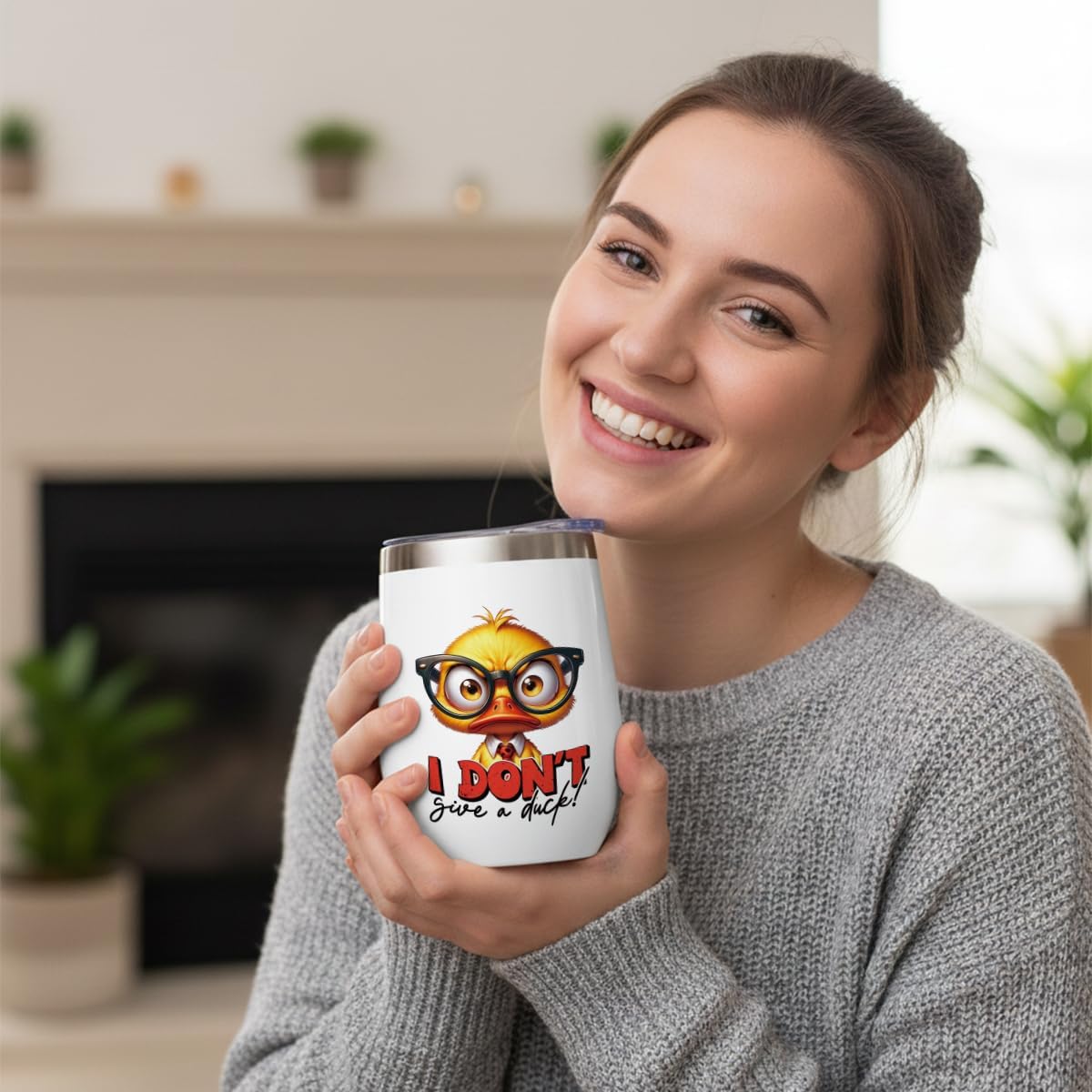 Funny Quotes Wine Tumbler, Sarcastic Duck Gifts Duck Decor Stuff Double Wall Vacuum Insulated Coffee Mug Wine Glass 12 oz Tumbler with Lid for Women Men Friend Teacher Birthday Appreciation Christmas - Image 3