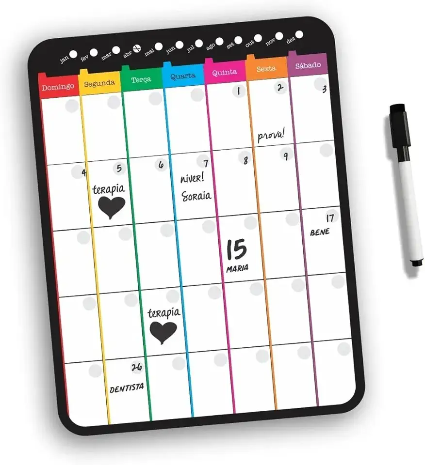 Lousa Magnética Imã De Geladeira Porta Recados Calendário