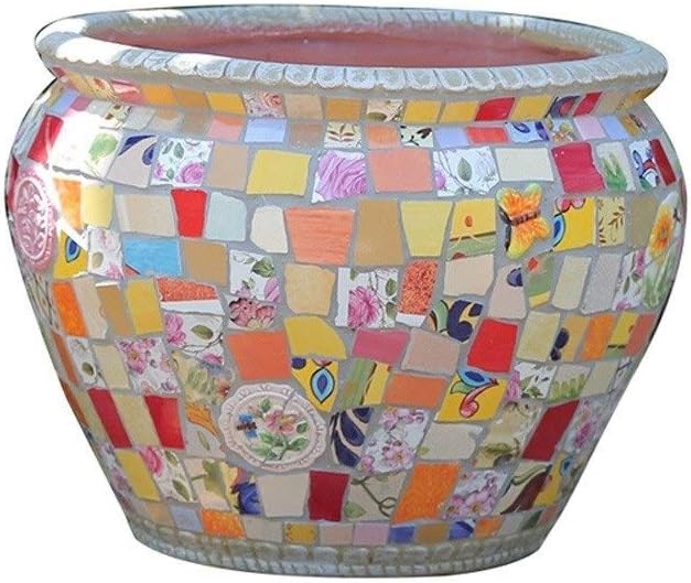 ZHKY Characteristic Mexico Mosaic Ceramics Outdoor Flower Pot Creative Color Process Pattern Plant Pot Villa Garden Decor Landscape Bonsai External Planters Oversized Gift (Size : L)