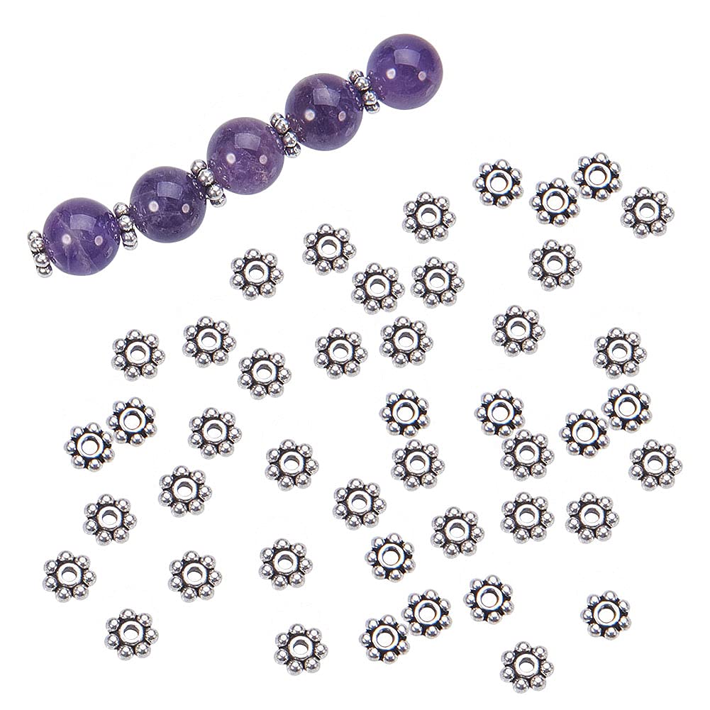 PandaHall 200pz Perline Distanziali A Forma Di Ala D'Angelo - Colore Argento Antico, Lega Tibetana, Per Creazione Gioielli Fai-da-te