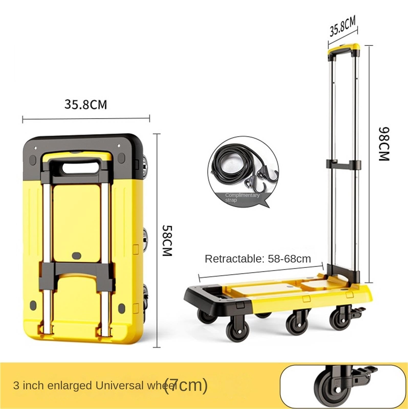 Transportkarre Hubwagen Klappbarer Plattform-Sackkarre 6 Räder Trolley-Wagen Mit Dehnbarem Griff for Das Home Office Transporthilfe(Blue)