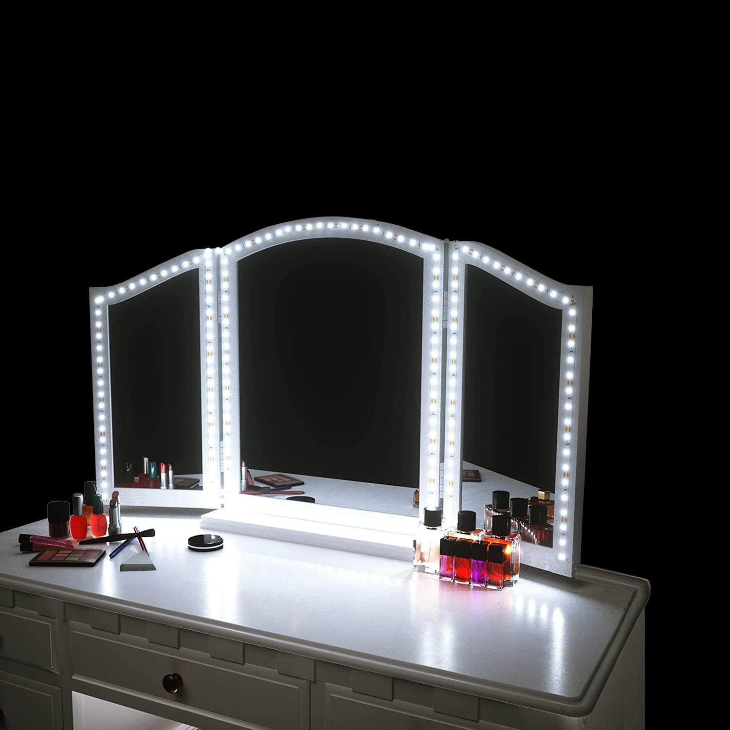 SNPDE LED Vanity Mirror Lights for Makeup Dressing Table Vanity Set, Adjustable Brightness with 13ft Flexible LED Strip Light Kit, DIY Mirror (Mirror Not Include)