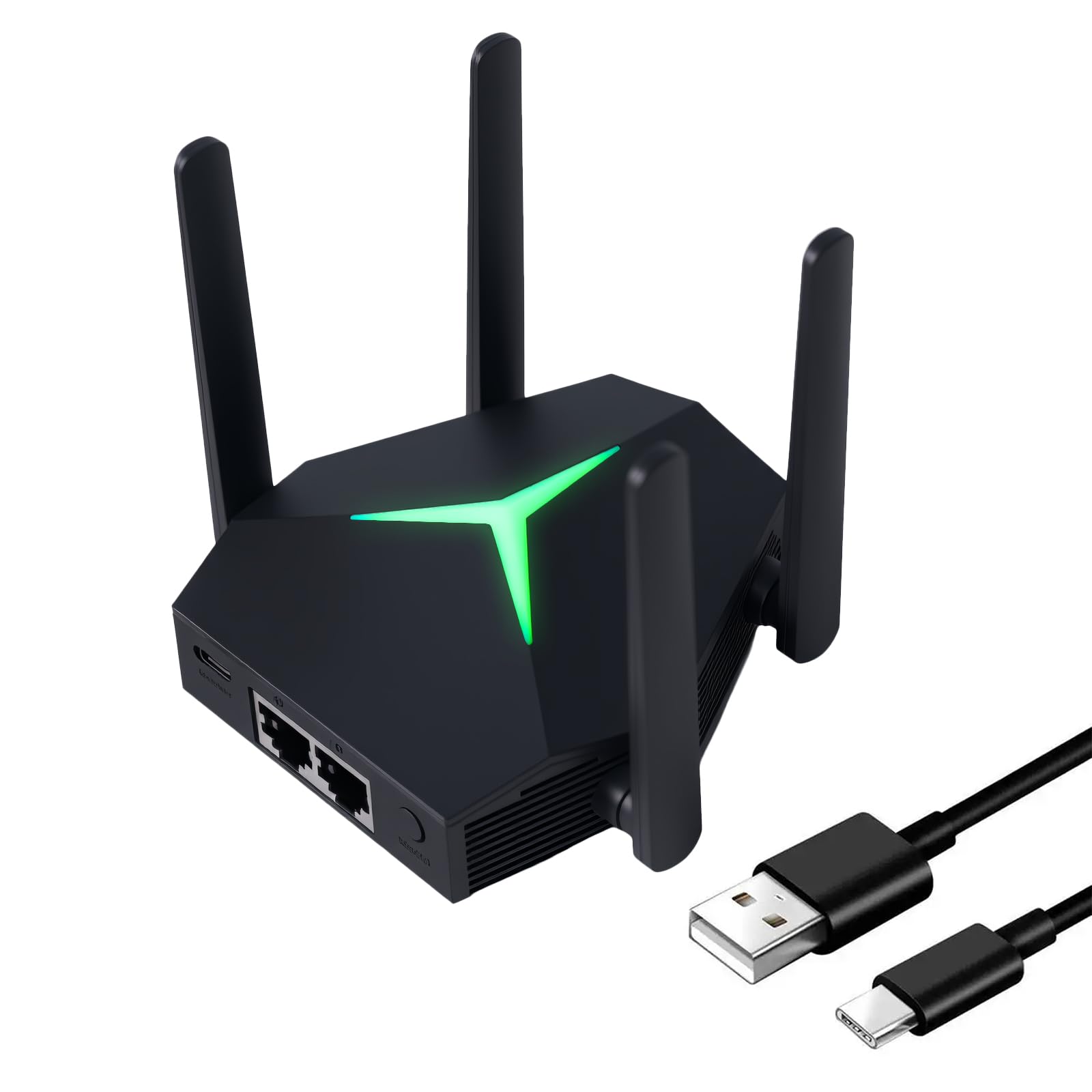 Répéteur WiFi, AC1200 Amplificateur de Signal WiFi Double Bande 2.4GHz et 5GHz, WiFi Extender Signal Booster avec 2 Port Ethernet, Jusqu'à 12000 Sq.ft (Noir)