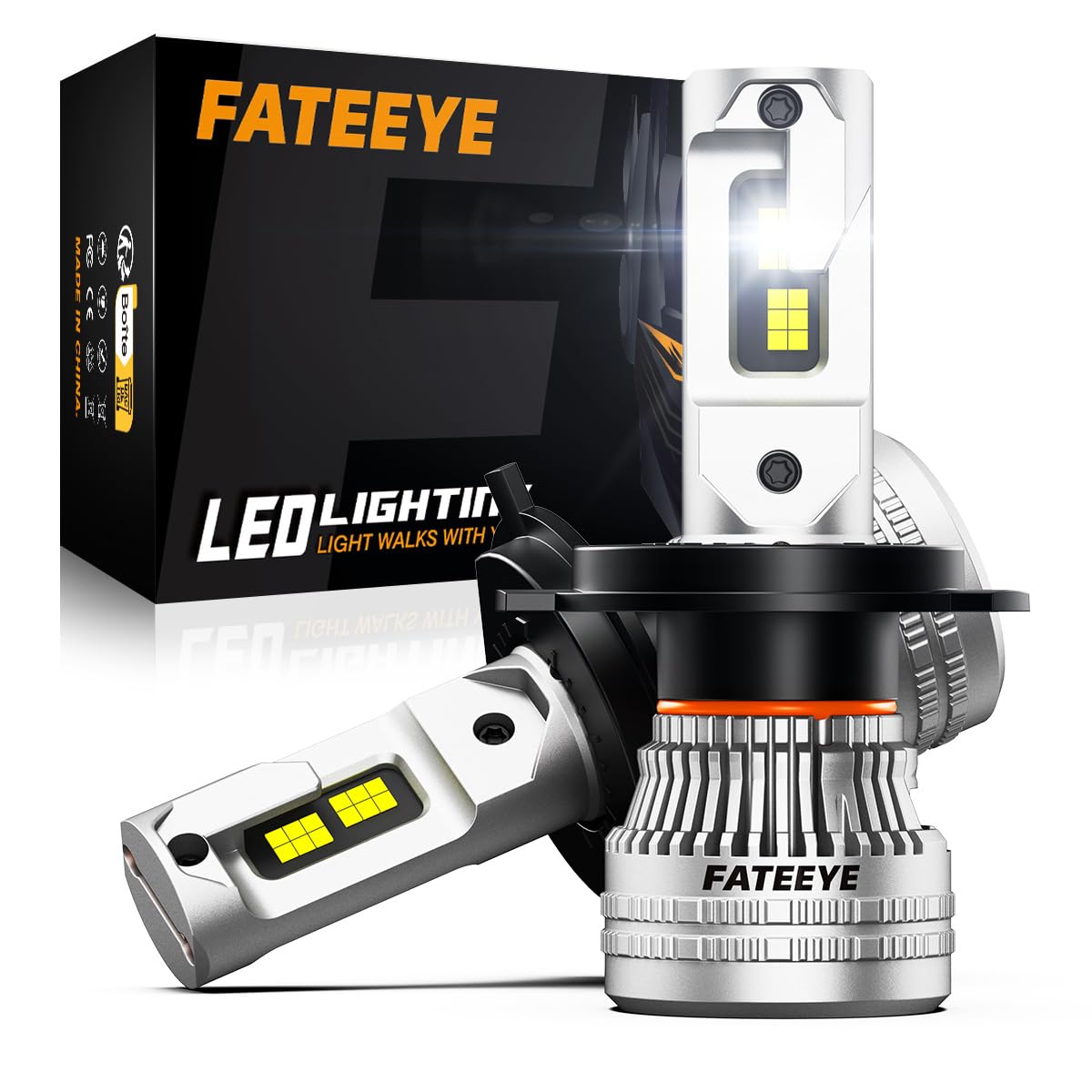 Bombillas H4 LED 44000LM, 200W, Pack de 2 | Blanco Frío 6500K, Plug & Play, 100000 Horas, IP68 Impermeable, 12000RPM, Ventilador de alta velocidad
