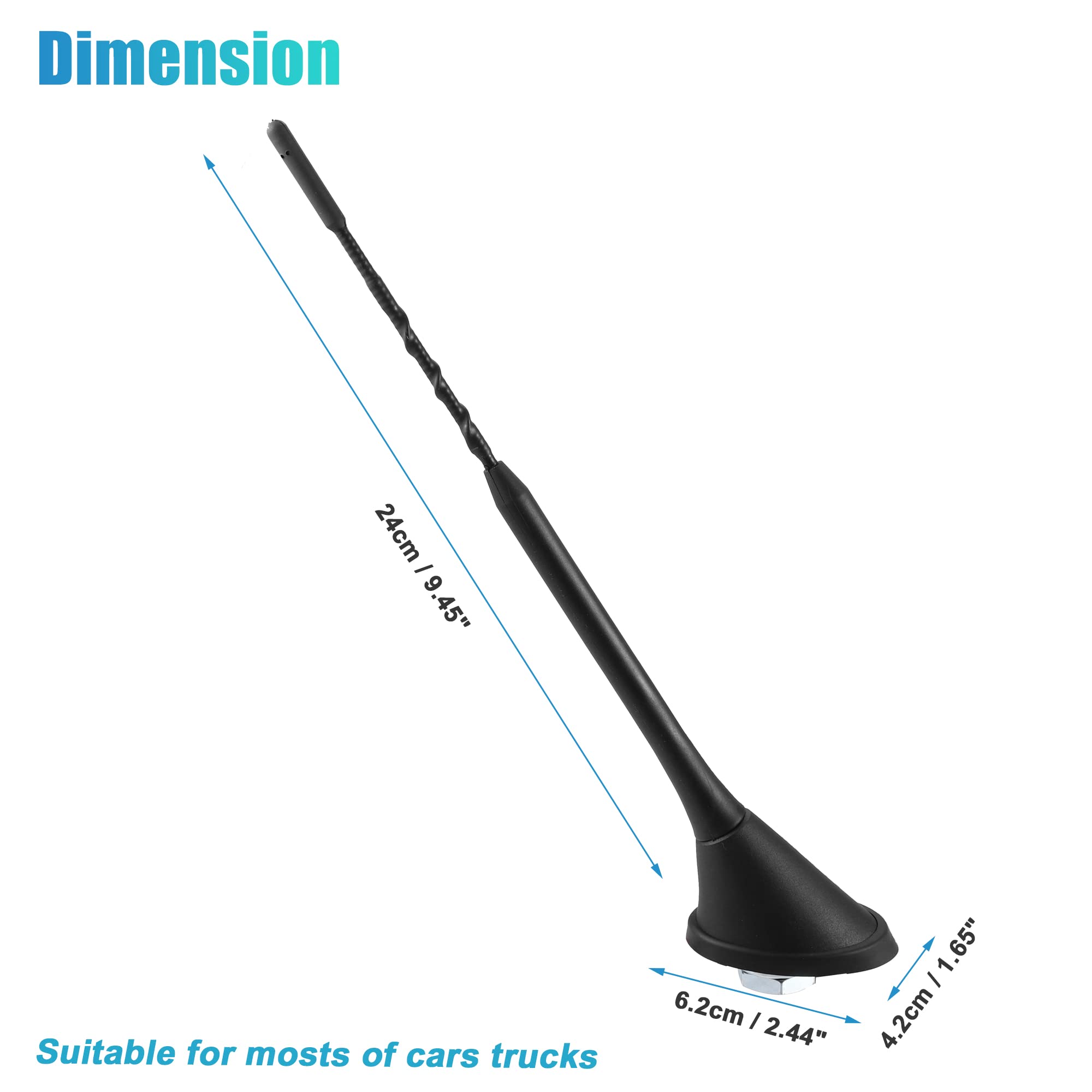X AUTOHAUX Coche Am FM Radio Señal Antena Mástil con 5m Extensión Cable Negro