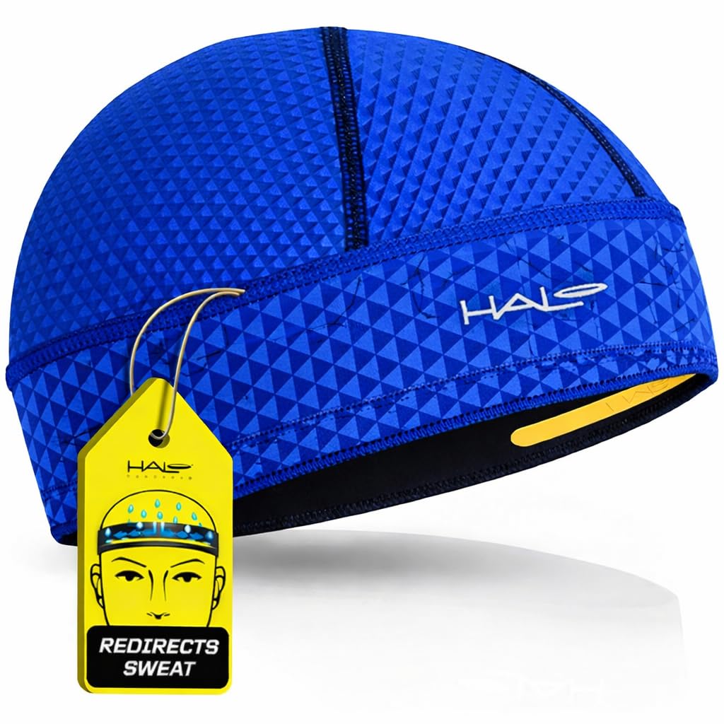 Halo Headband Unisex Ice Skull Cap Premium Absorbent Lightweight Breathable Sun Protection Integrated Sweatband Channels Sweat From Eyes (Ice)
