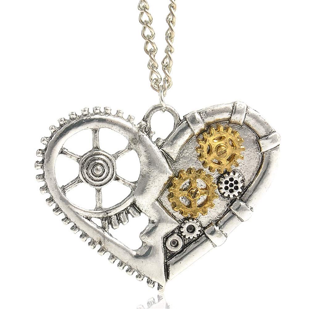 Collana Pendente Steampunk AILUOR Con Ingranaggi In Movimento – Cuore, Gufo, Farfalla, Ape – Regalo Originale
