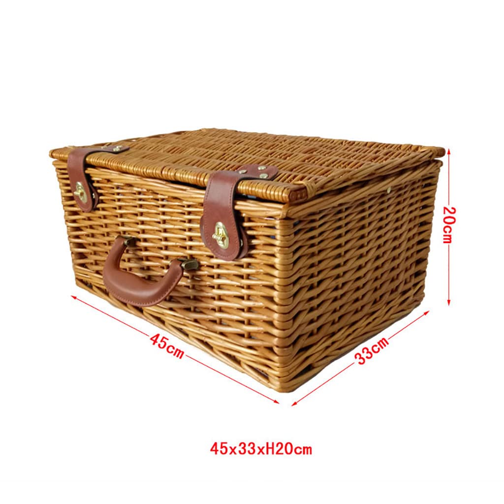 Cestino da Picnic per 4 Persone, Set da Picnic in Vimini, Cestino da Picnic in salice con Posate, Kit di Servizio e Manico, Accessori Completi per Picnic