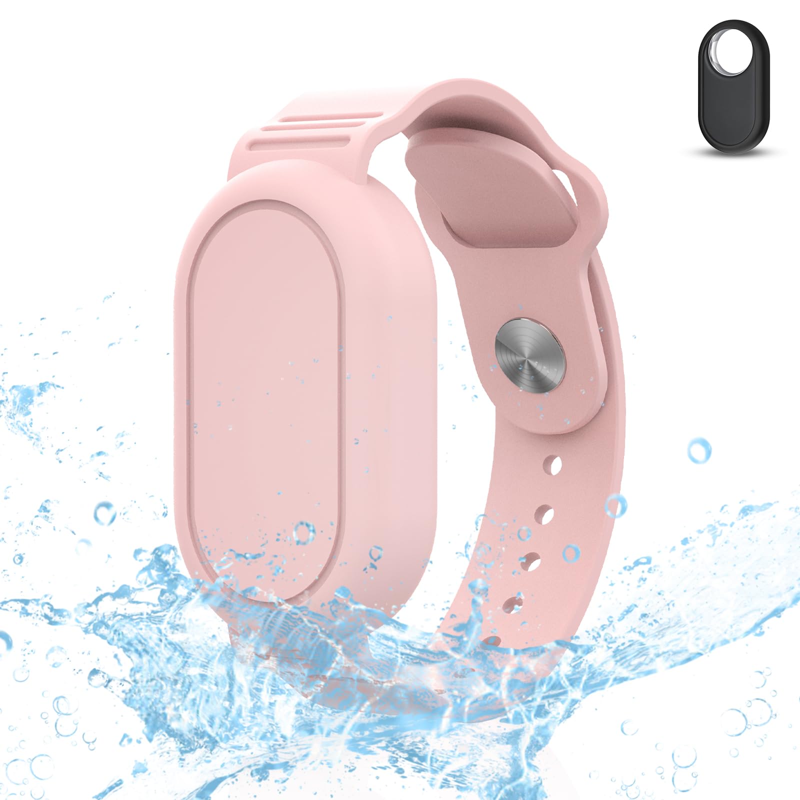 Ainiv Bracelet for Galaxy SmartTag 2, Waterproof Silicone Wristband Holder with Full Coverage Design, Compatible with Samsung Smart Tag 2, for Children, Elderly People (Pink)