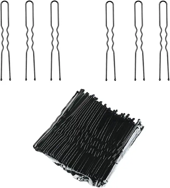 Épingle à cheveux U 50 pièces - Pince chignon durable pour femmes (Noir)