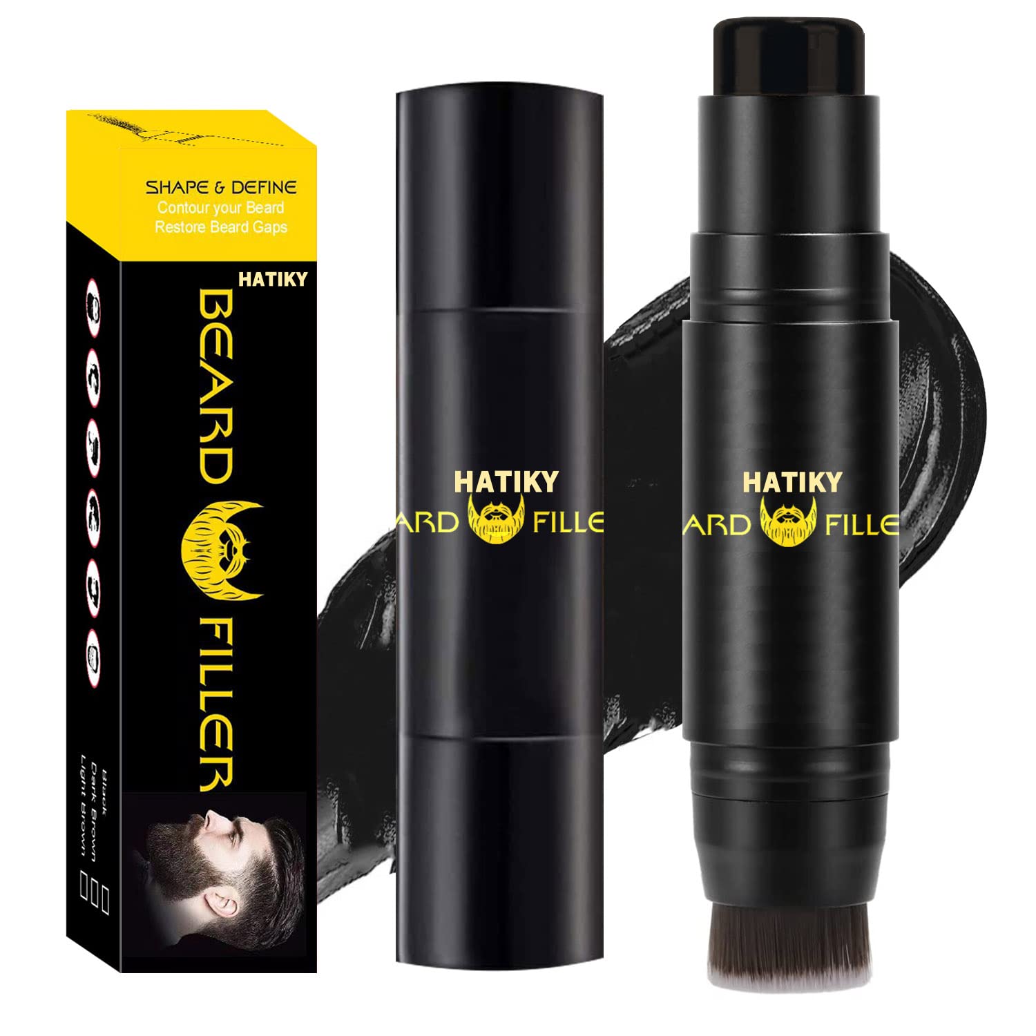 Beard Pencil Filler for Men - Water Proof, Long Lasting - Creates Natural Looking Beard and Moustache (black)