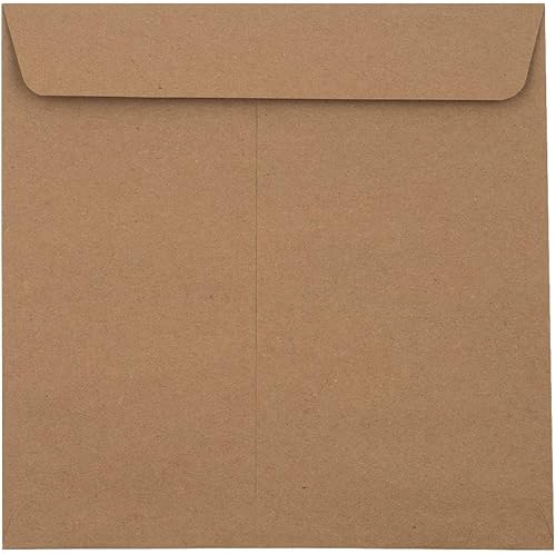 Vista 2 de LUXPaper Square Invitation Envelopes Peel & Press 8" x 8" Grocery Bag Brown 70lb. Text 50 Qty