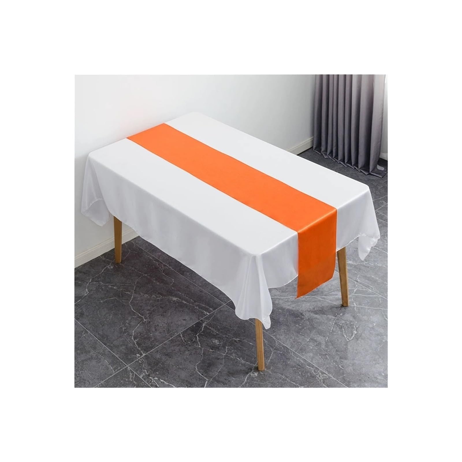 Table Runner 6PCS Luxury Shiny Satin Wedding Table Runners Runner Party Hotel Event BirthdayBanquet Dining Decoration(Orange)