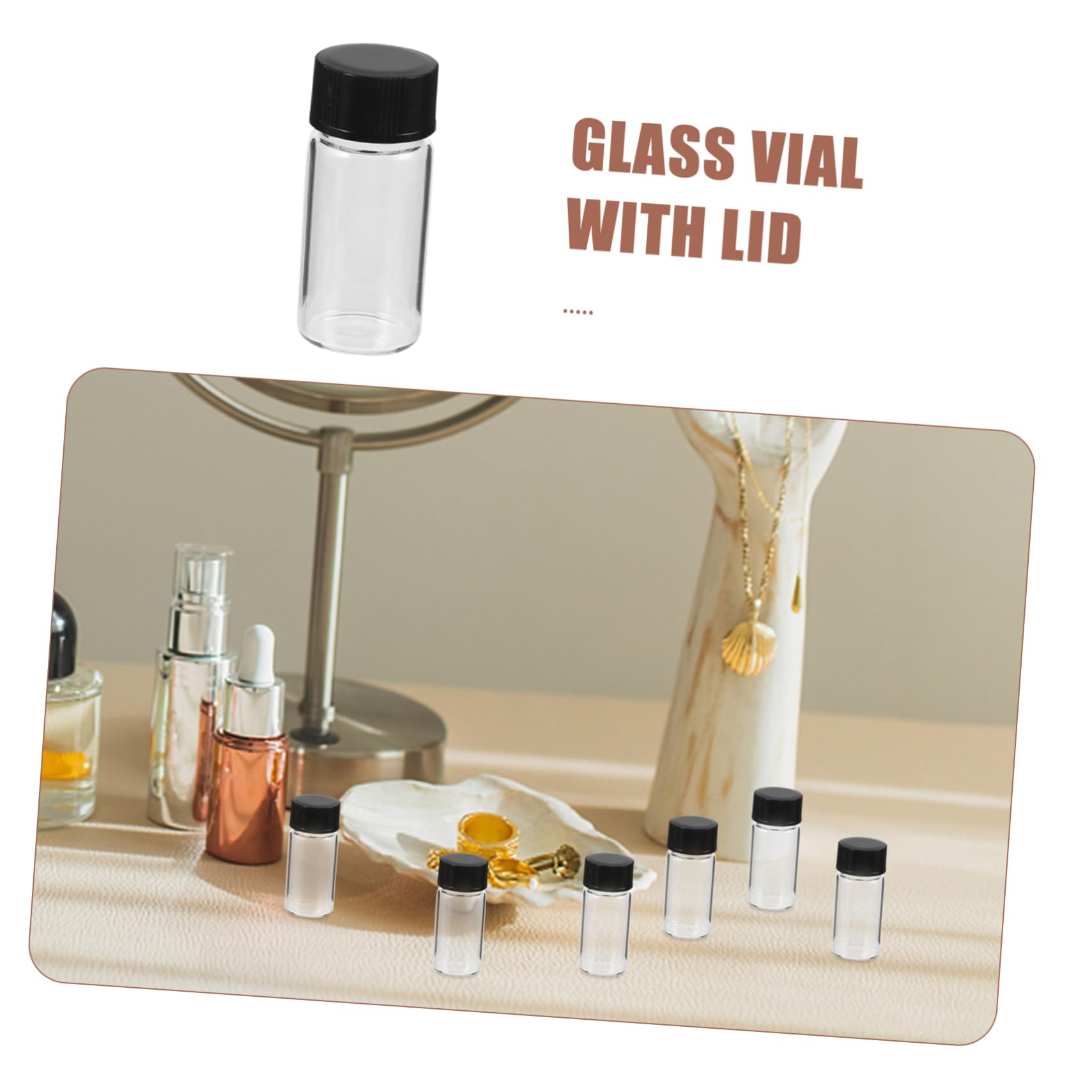 5ml Transparente Glasfläschchen mit Schraubdeckel, 100 Stück | Flacher Boden, Schwarze Kappen, Dicht Schließend, für Proben und Reagenzien