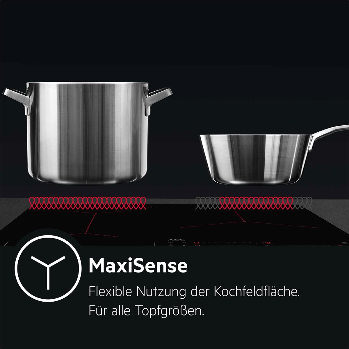 AEG CIB6641BBM 60 cm Standherd mit Induktions-Kochfeld / SteamBake – mit Feuchtigkeitszugabe / Hob²Hood / Versenkknebel / Touch-Bedienung / Grillfunktion / Display mit Uhr / Kindersicherung / A