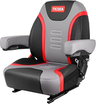 Universal Highback Tractor Seat,Adjustable Backrest and Slide Rails Forklift Seat,Lumbar Support,Safety Belt,Adjustable Armrests,Micro Switch Heavy Duty Seat for Toro Mower Excavator