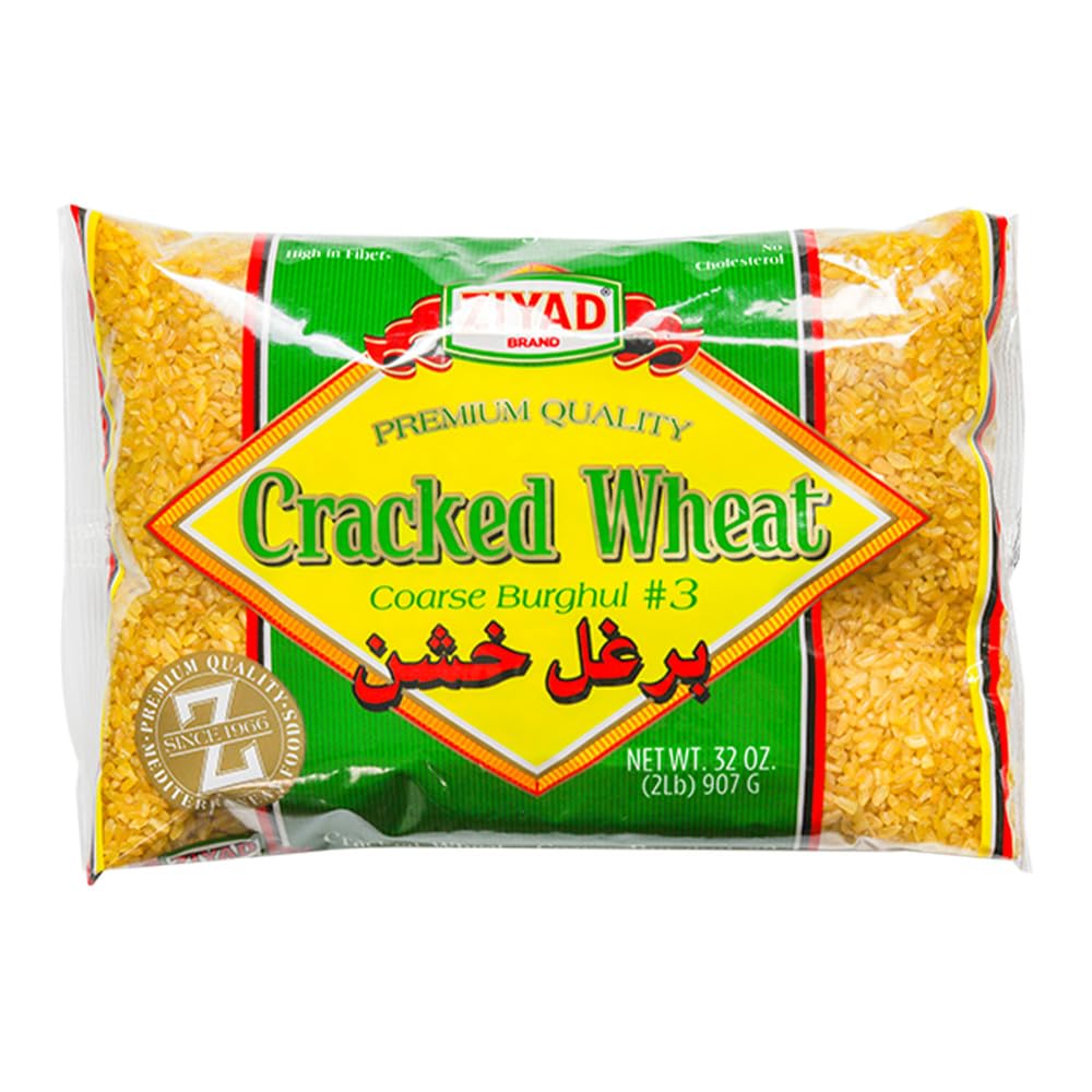Ziyad Cracked Wheat Bulgur – Fiber-Rich Whole Grain, Nutty Flavor & Chewy Texture – Ideal for Tabbouleh, Kibbeh, Curries, Soups & Salads – Easy 30-Minute Prep, Vegan - Coarse, 32 Ounce (Pack of 12)