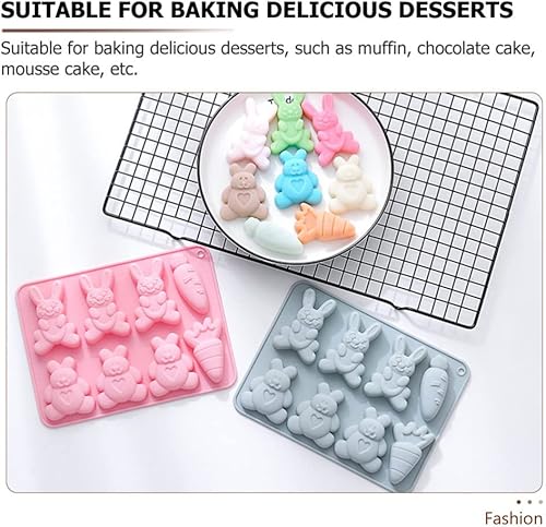 Miniatura 6 de Happyyami Molde para hornear pastel divertido, diseño de zanahoria, conejito de Pascua, moldes de chocolate, herramientas para hornear