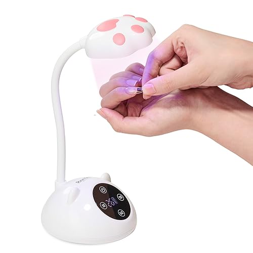 Beetles - Lámpara de uñas UV con cuello de cisne Meowgic MilkKitty Mini LED con 3 temporizadores y pantalla de cuenta regresiva, lámpara de curación