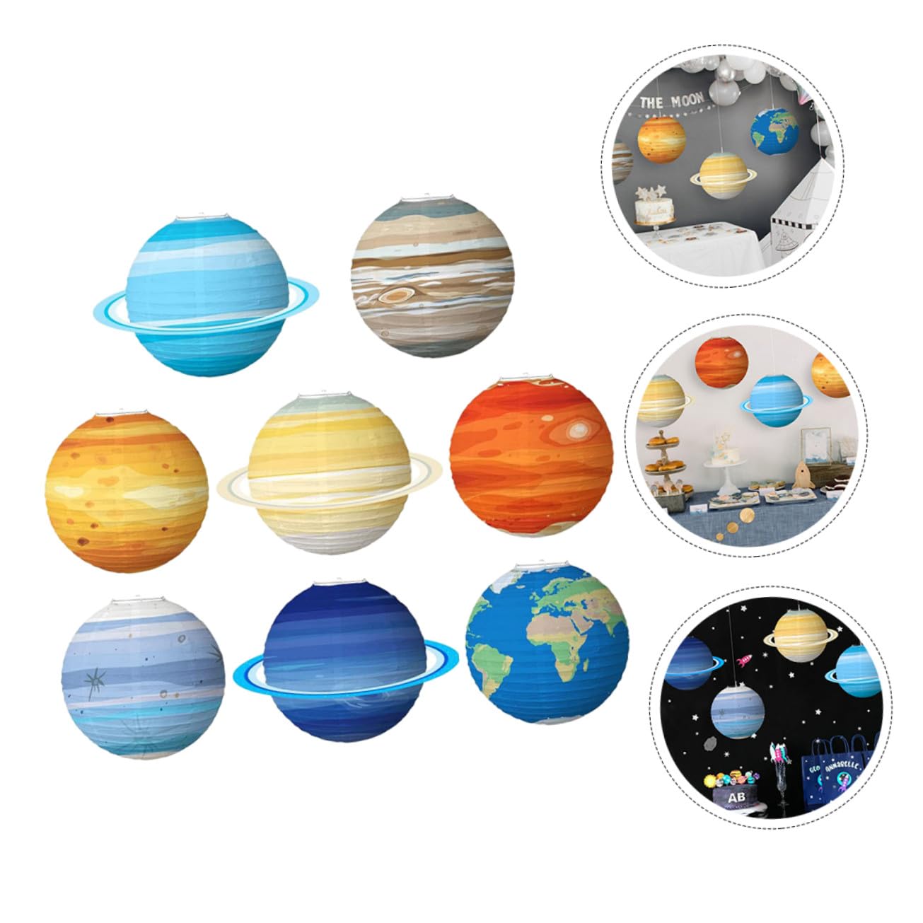 8 Stück Papierlaternen Aus Papier Sonnensystem Weltraum Partydekoration Für Kinder Geburtstag Klassenzimmer Planeten Hängelampen