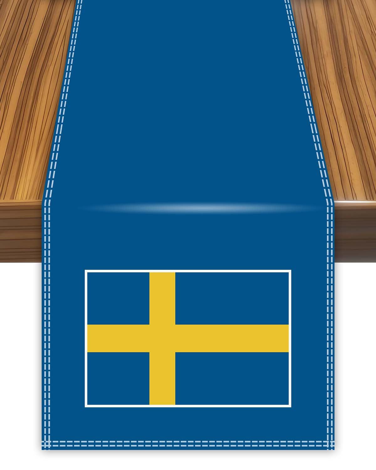 Petite Pine Sweden Swedish Flag Table Runner Table Cloth For Dining Room Home Decor 30X180cm