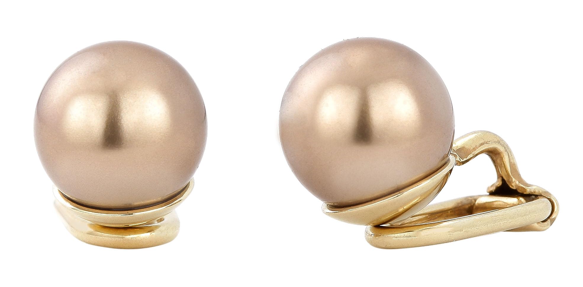 – Clip-on Earrings - Women - Pearls - 10 mm - Bronze - 22ct Gold plated - 706010
