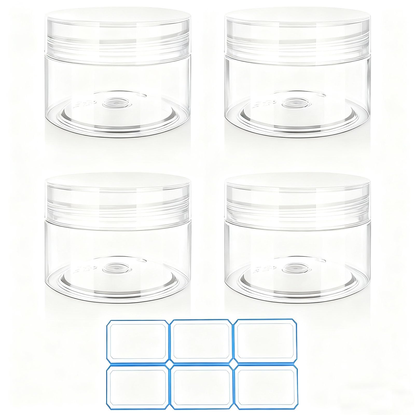 4 pack 1 oz (30ml) travel containers for creams leak proof with labels