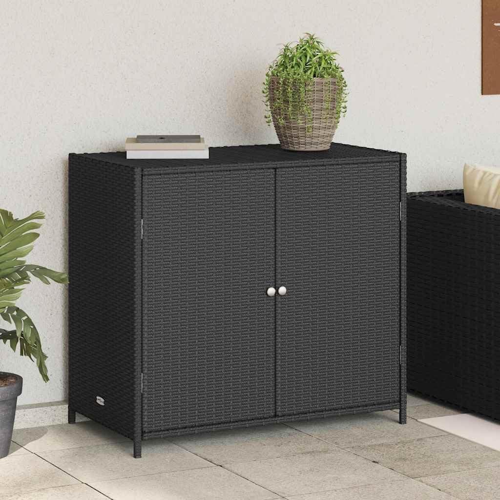 XLHWZS Outside Storage Cabinet, Wicker Outdoor Cabinet, Weatherproof, for Patio, Deck, Balcony, Porch, Backyard, or Garden(Schwarz)