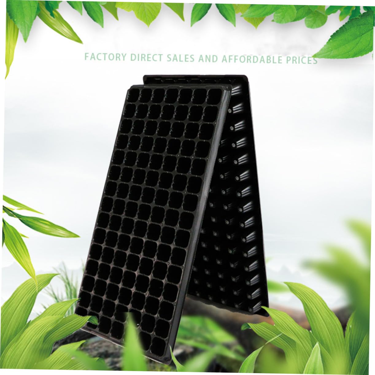 Vassoio per Semi da Giardino 105 Celle Fori PVC Nero 10 Pezzi