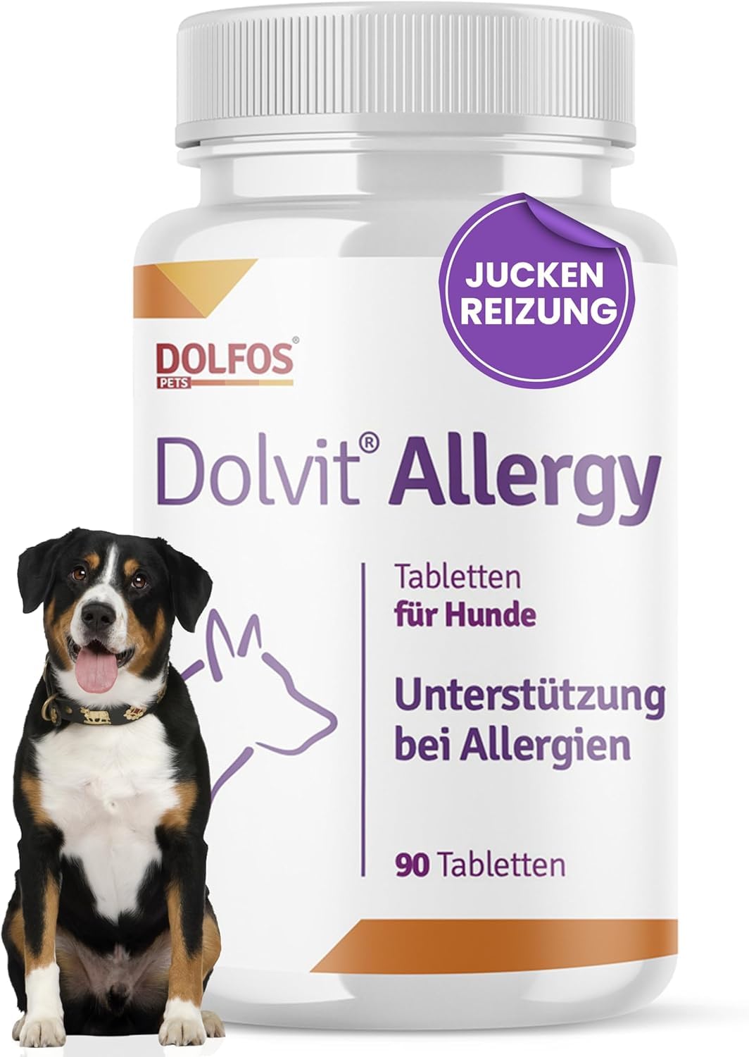 Dolvit Allergy 90 Tabletten, Allergie Tabletten für Hunde gegen Juckreiz & Dermatitis, Natürliches Ergänzungsfutter Hund zur Fellpflege, Hautgesundheit & Unterstützung bei Allergie Hund (1)