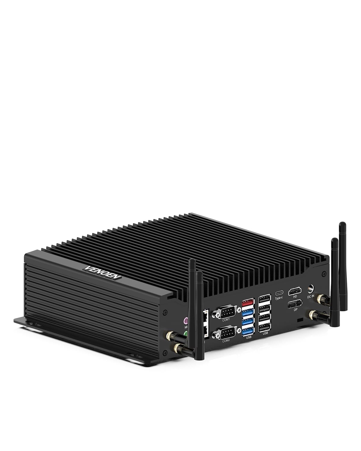 VENOEN Lüfterloser Mini PC Industrie Linux/WIN11, Core i5 10210U Desktop Computer mit RS232/RS485 COM, GPIO, 4G/5G SIM Slot, HD, DP, Type-C, WiFi, BT 4.2, Dual LAN PC Industrial, 32GB RAM 512GB SSD