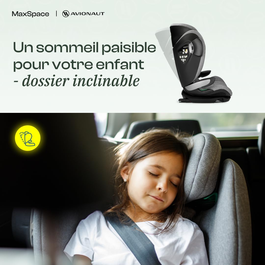 Siège Auto Enfant MaxSpace Smart 100–150 cm (15–50 kg) – Large et Profond, Dossier Inclinable, Appuie-tête Réglable en Hauteur, Sécurité Maximale, Confort Premium, Face à la Route