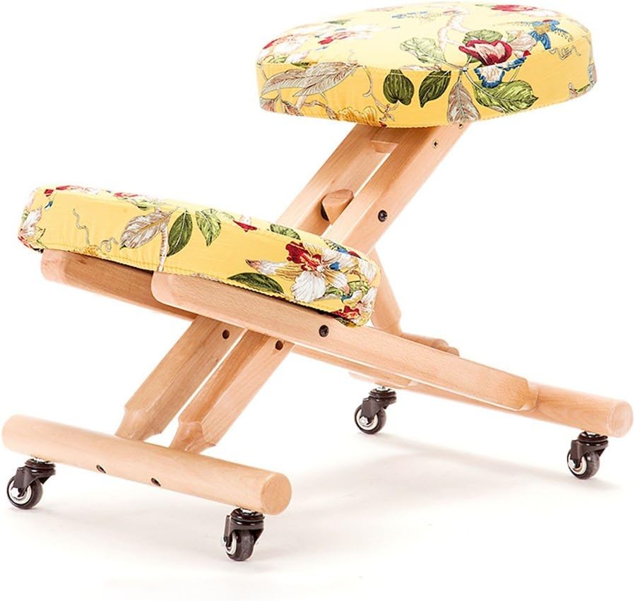 Wooden Stools Foot stools Kneeling Chairs Learning Chair Children Wooden Chair Used To Correct Sitting Posture Can Be Folded And Washable Height Can Be Adjusted To Carry Convenient,Yellow