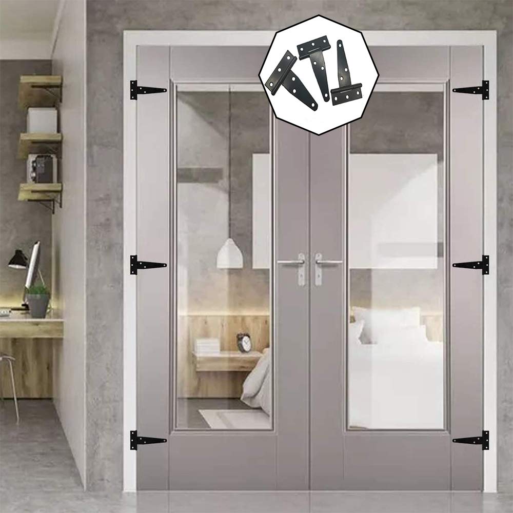 4 inch zwarte T-scharnieren voor het ophangen van kastdeuren en houten schuurdeuren